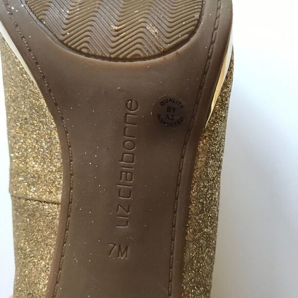 Liz Claiborne Gold  Glitter  Heels - Picture 3 of 6